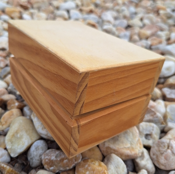 Wooden Block Box Unstained Wood Naked Natural Small Trinket Jewelry Box - Picture 4 of 16